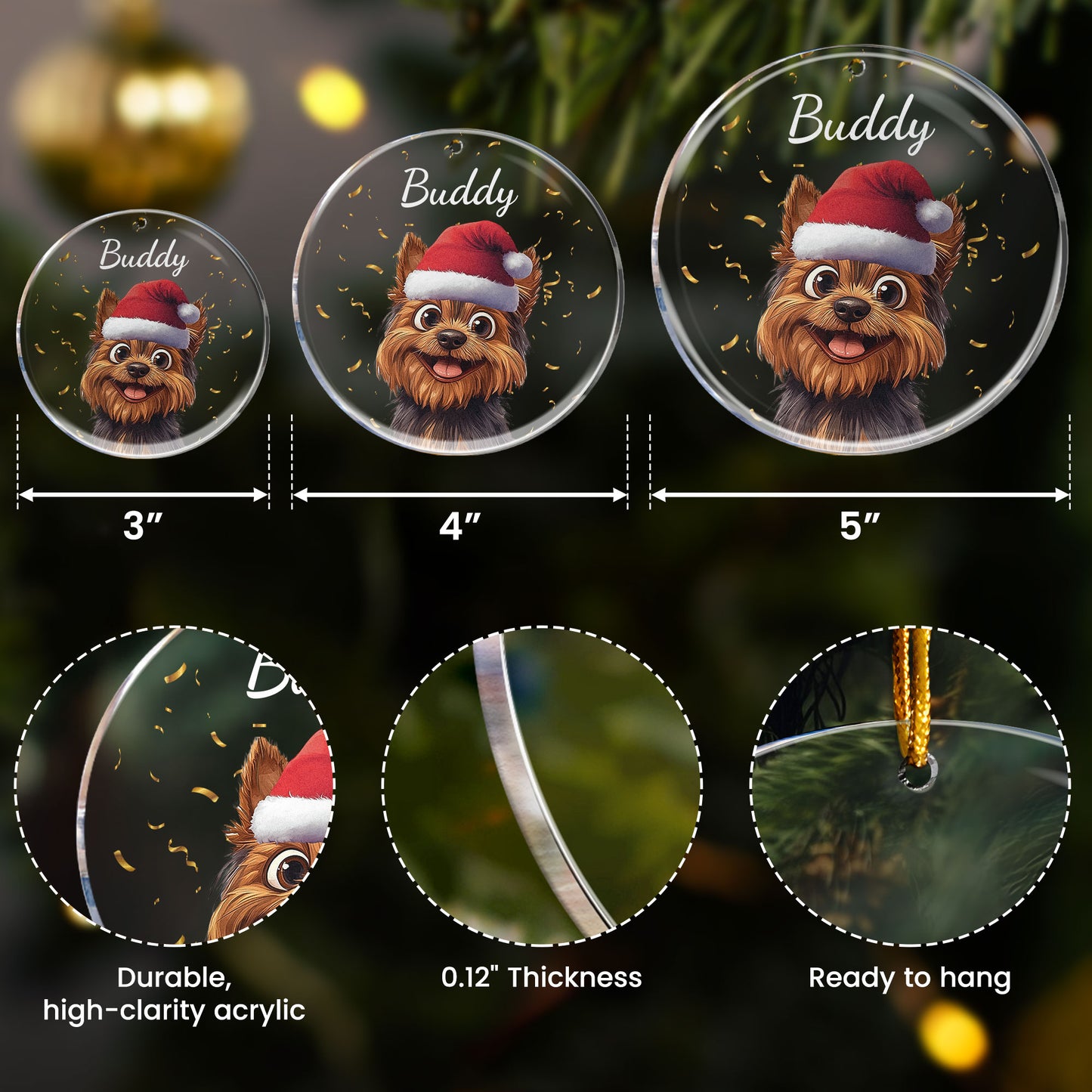 Cute Pet Christmas - Personalized Acrylic Ornament