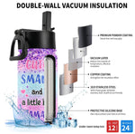 Cute Smart And A Little Dramatic - Personalized Kids Water Bottle With Straw Lid
