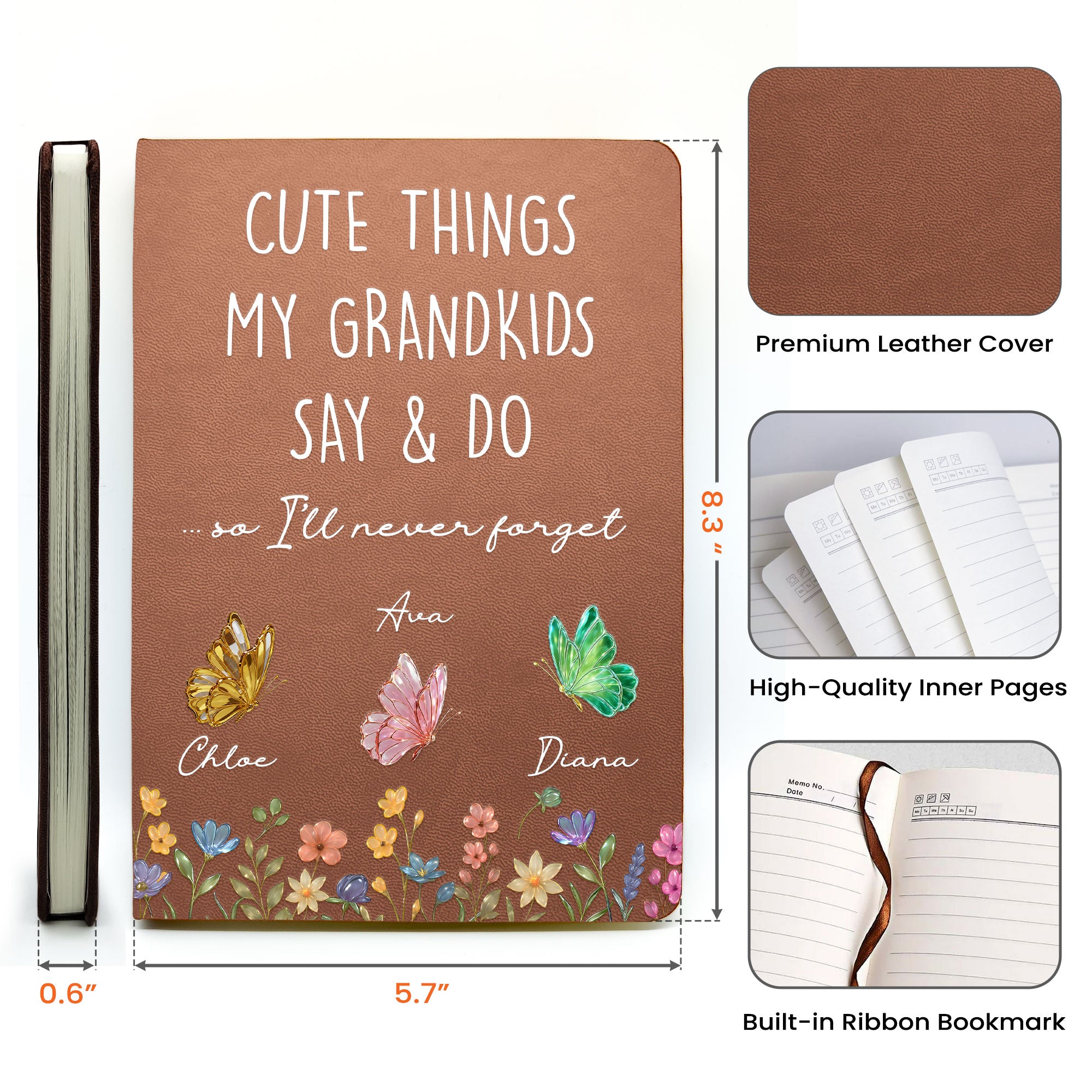 Cute Things My Grandkids Say & Do So I’ll Never Forget - Personalized Leather Journal