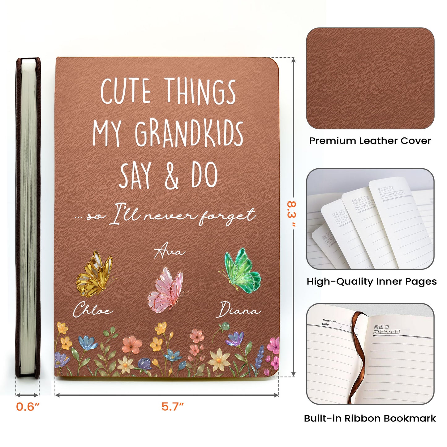 Cute Things My Grandkids Say & Do So I’ll Never Forget - Personalized Leather Journal