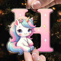 Cute Unicorn Letter Ornament - Personalized Acrylic Ornament