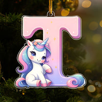 Cute Unicorn Letter Ornament - Personalized Acrylic Ornament