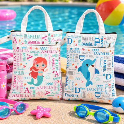Cute And Beachy Custom Name Gift For Daughter, Son, Kids - Personalized Wet Bag