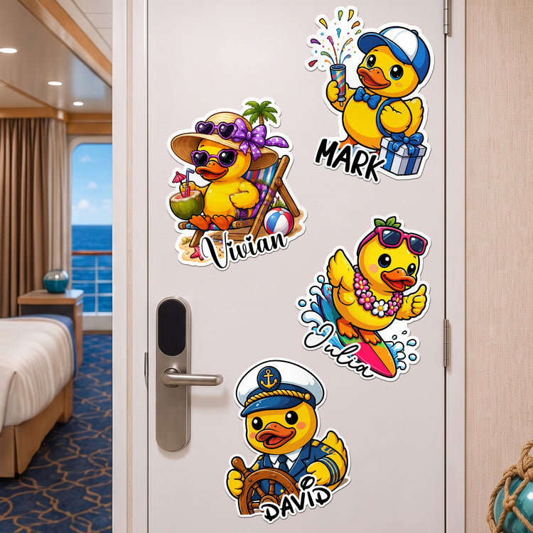 Cute-Duck-Cruise-Door-Signs-Stateroom-Decor-Cruising-Family-Vacation,-Girls-Trip-Personalized-Magnet-1