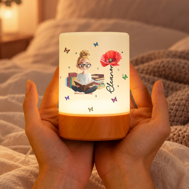 Cutom-Cute-Cartoon-And-Birth-Flower-For-Book-Lover-Personalized-Night-Light-4