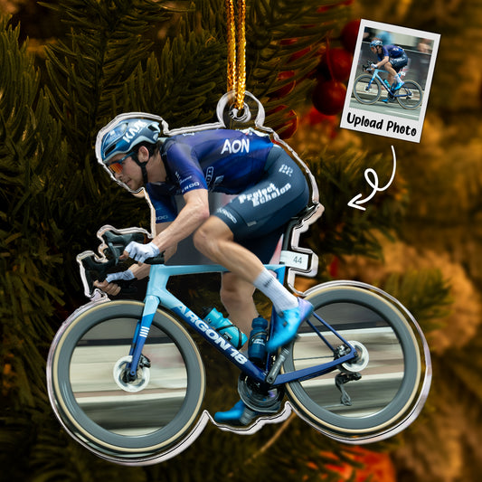 Cycling Ornaments Christmas Gift For Cyclist - Personalized Acrylic Photo Ornament