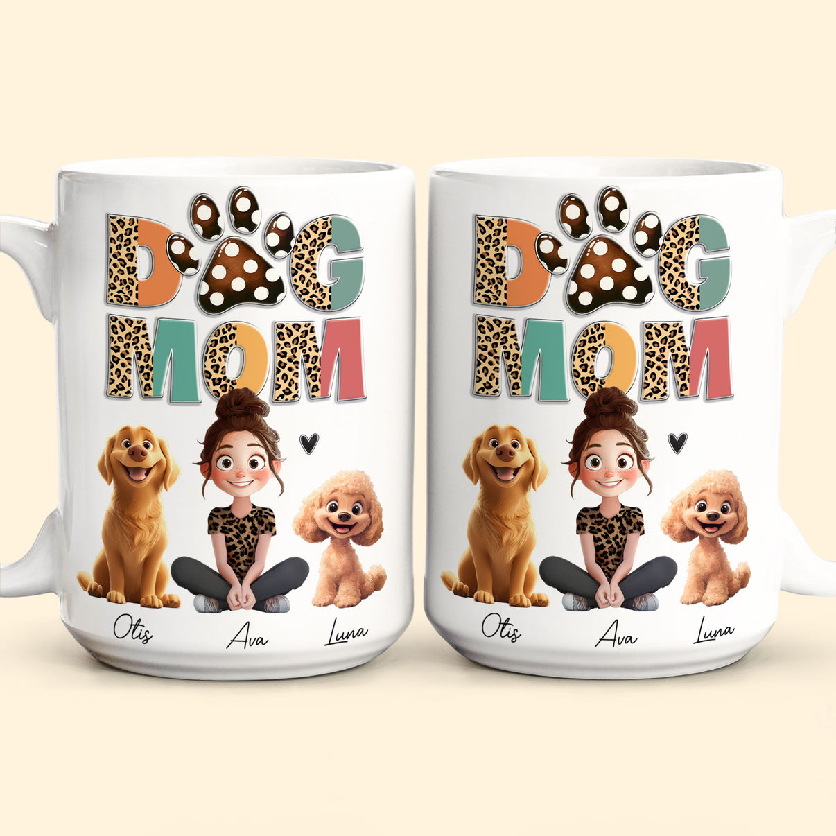 Lovely Dog Mom - Personalized Custom Pink Gradient Glass Mug main image 0