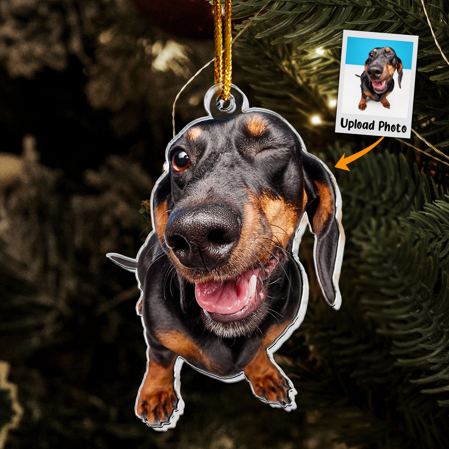 Dachshund Christmas Decorations - Personalized Acrylic Photo Ornament