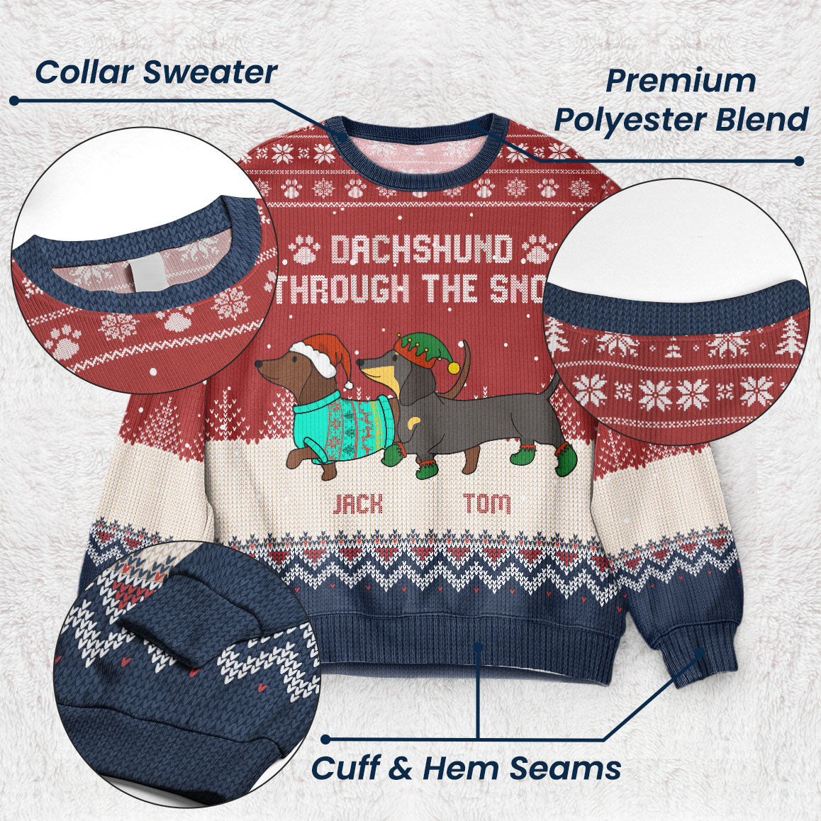 Dachshund Through The Snow - Personalized Ugly Sweater