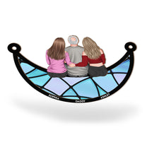 Dad And Children - Personalized Window Hanging Suncatcher Ornament