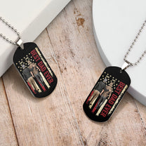 Dad And Son Walking - Personalized Dog Tag Necklace