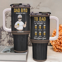 Dad Bod Powered By Beer - Personalized 40oz Tumbler With Straw