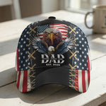 Dad Est American Flag Rustic With Kids' Names - Personalized Classic Cap