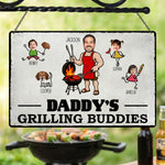Dad' Grilling Buddies Funny Father's Day Gift For Daddy, Husband, Grandpa - Personalized Metal Sign
