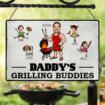Dad' Grilling Buddies Funny Father's Day Gift For Daddy, Husband, Grandpa - Personalized Metal Sign