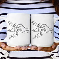 Dad Hand Bumps Custom Kids' Names - Personalized Mug