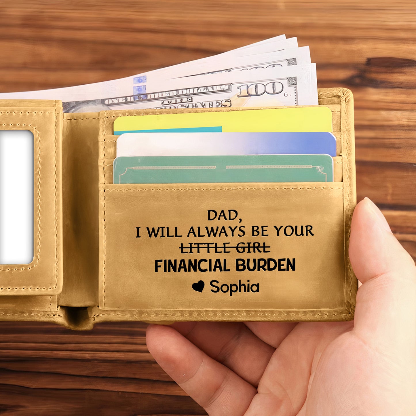 Dad I Will Always Be Your Little Girl Financial Burden - Personalized Leather Wallet