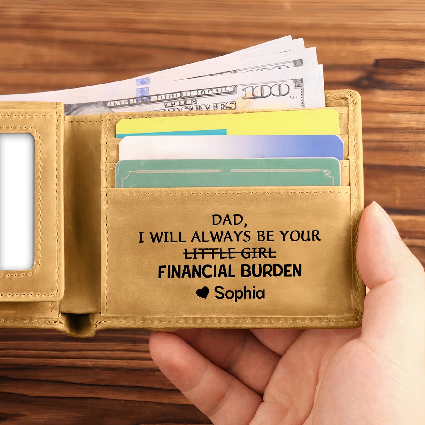 Dad I Will Always Be Your Little Girl Financial Burden - Personalized Leather Wallet