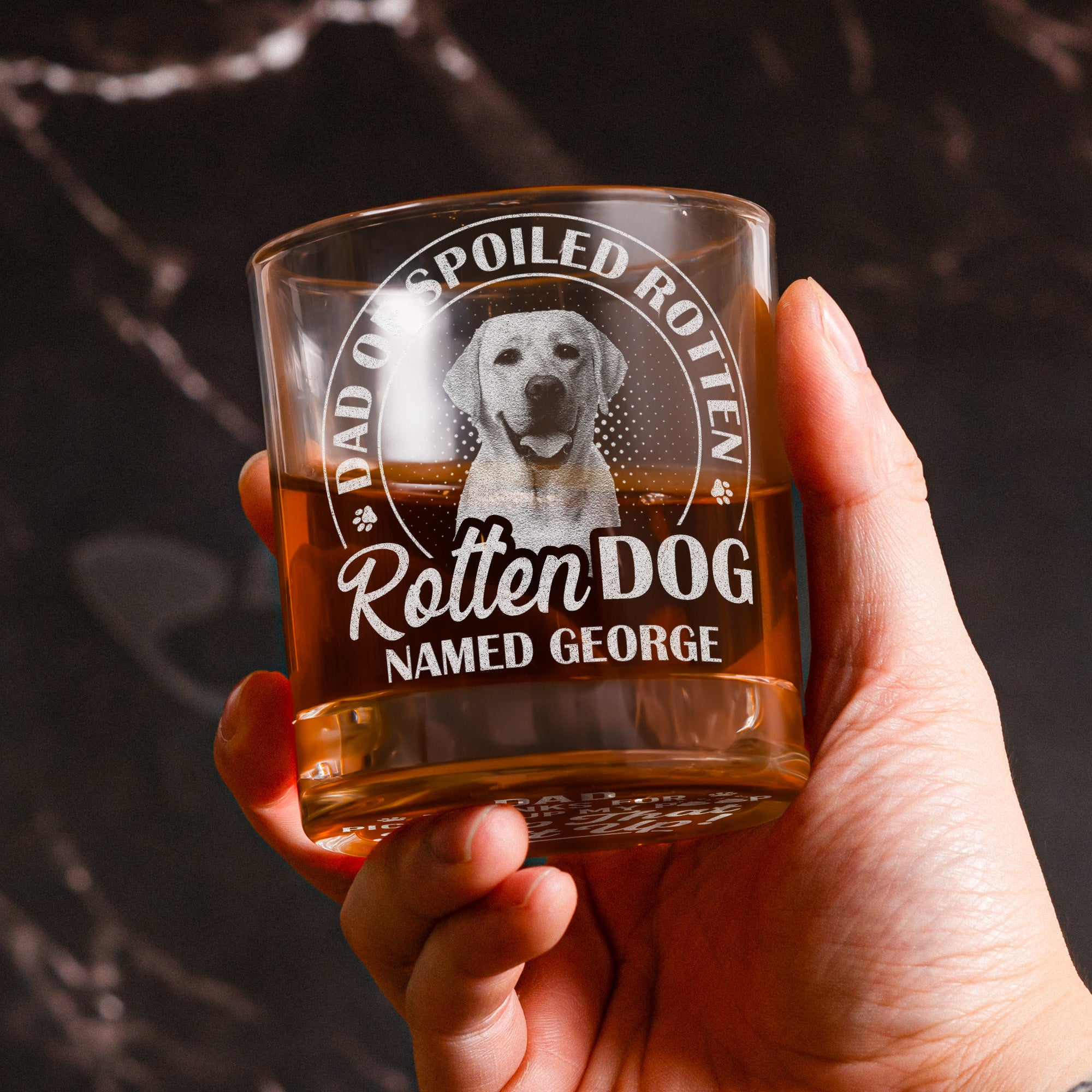 Dad Of Spoiled Rotten Dog Thanks For Picking Up My Poop - Personalized Whiskey Glass With Photo