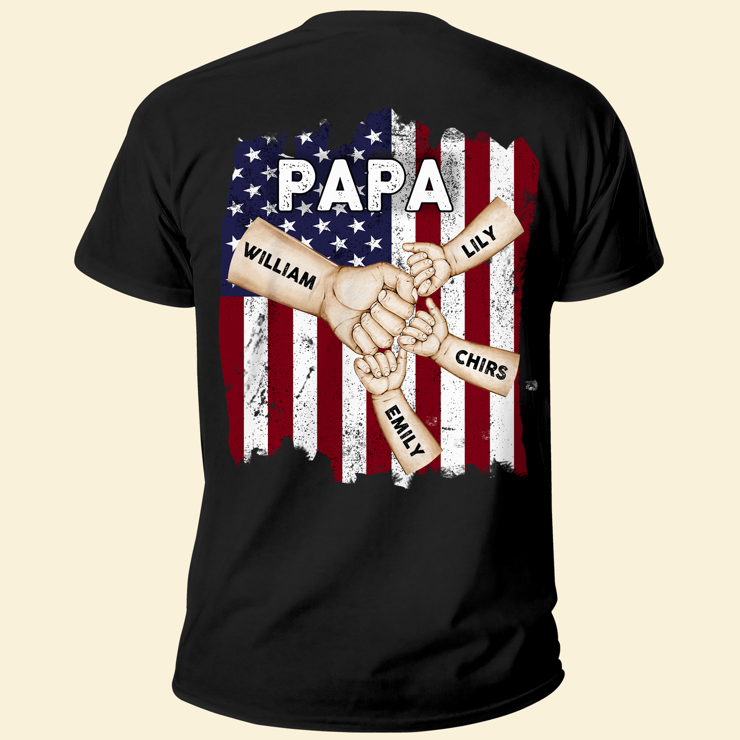 Dad Papa Hand Bump 4th Of July American Flag - Personalized Shirt