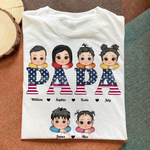 Dad Papa Vintage American Flag Happy 4th Of July - Personalized Shirt