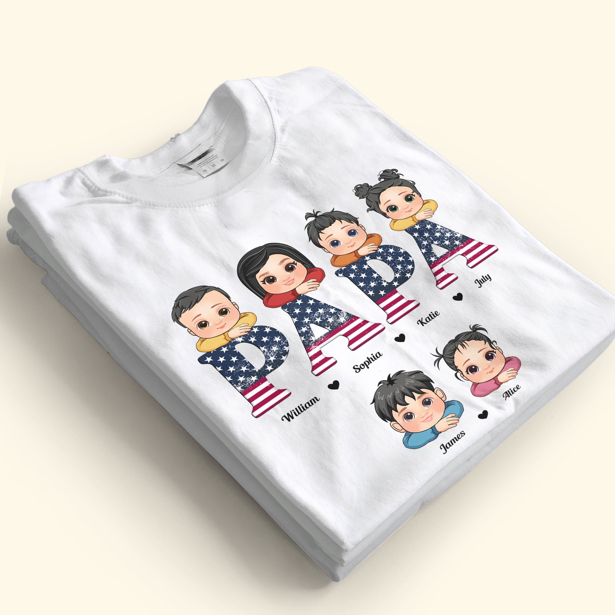 Dad Papa Vintage American Flag Happy 4th Of July - Personalized Shirt