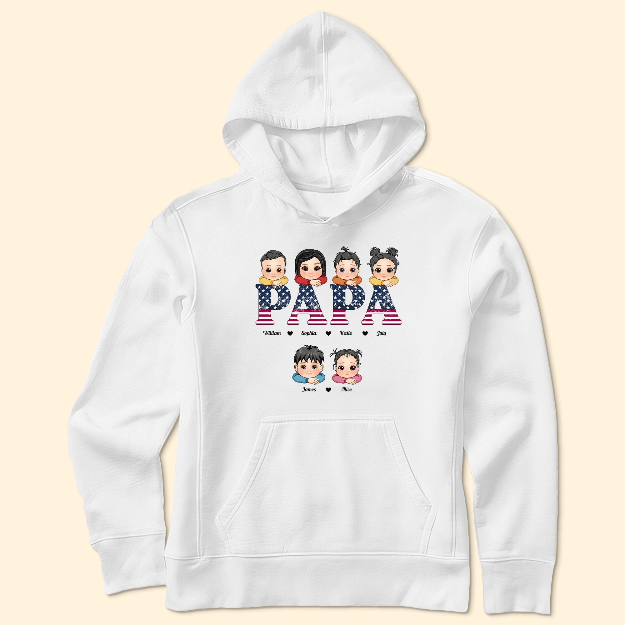 Dad Papa Vintage American Flag Happy 4th Of July - Personalized Shirt