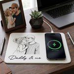 Dad Sketch Line Art Custom Photo Father's Day Gift For Dad, Husband - Personalized Charging Pad