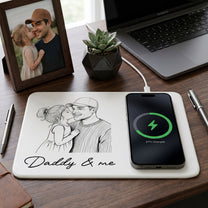 Dad Sketch Line Art Custom Photo Father's Day Gift For Dad, Husband - Personalized Charging Pad