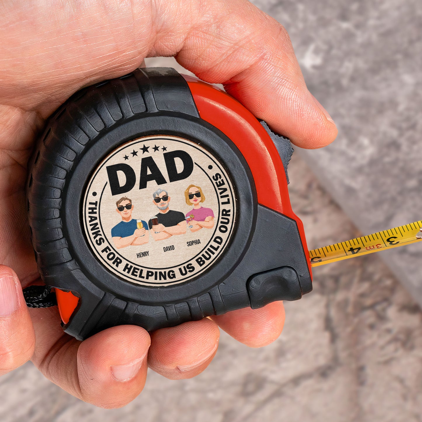 Dad Thanks For Helping Us Build Our Lives - Personalized Tape Measure