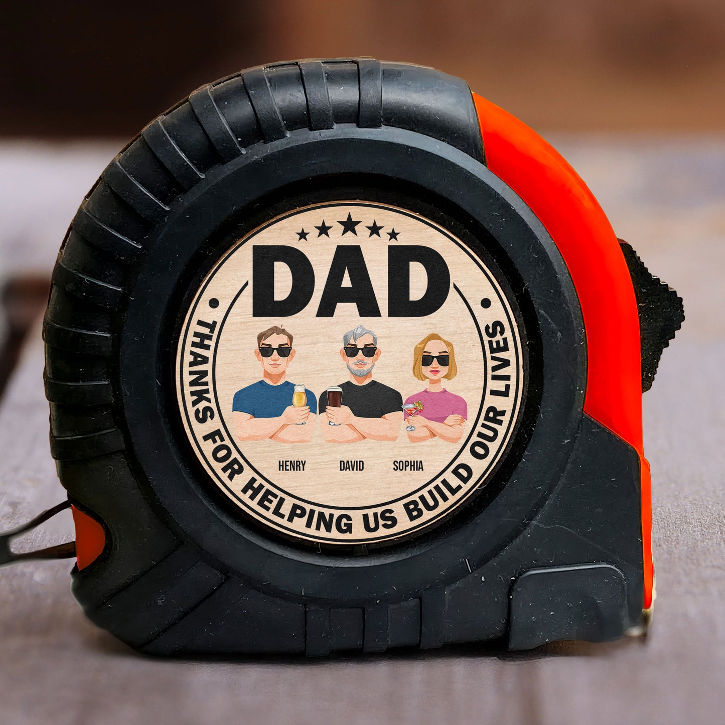 Dad Thanks For Helping Us Build Our Lives - Personalized Tape Measure