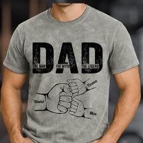 Dad The Man The Myth The Legend Fist Bump - Personalized Acid Wash T-Shirt
