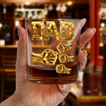 Dad The Man The Myth The Legend - Fist Bump With Kids Names - Personalized Whiskey Glass