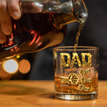 Dad The Man The Myth The Legend - Fist Bump With Kids Names - Personalized Whiskey Glass