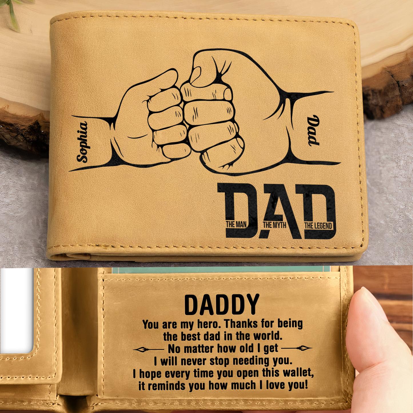 Dad The Man The Myth The Legend - Personalized Leather Wallet