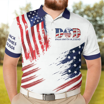 Dad: The Man, The Myth, The Legend - Personalized Polo Shirt