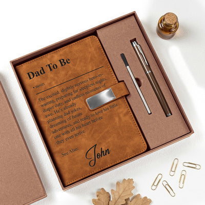 Dad To Be Journal For New Dad Pregnancy Announcement - Personalized Notebook Set