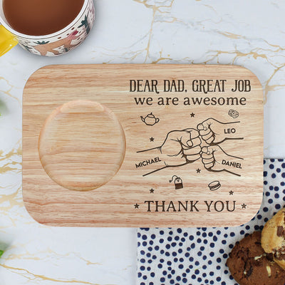 Dad We Are Awesome - Personalized Custom Engraved Wooden Tea & Biscuit Board
