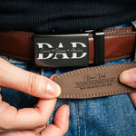 Dad With Kids' Names - Personalized Leather Belt With Engraved Buckle