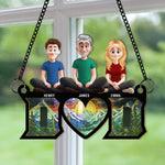 Dad & His Children Dad Gifts Ver 2 - Personalized Window Hanging Suncatcher Ornament
