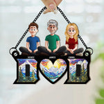 Dad & His Children Dad Gifts Ver 2 - Personalized Window Hanging Suncatcher Ornament