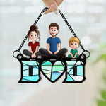 Dad & His Children Dad Gifts - Personalized Window Hanging Suncatcher Ornament