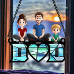 Dad & His Children Dad Gifts - Personalized Window Hanging Suncatcher Ornament