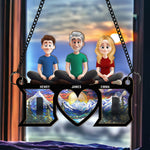Dad & His Children Dad Gifts Ver 2 - Personalized Window Hanging Suncatcher Ornament