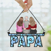 Dad & His Children - Personalized Window Hanging Suncatcher Ornament