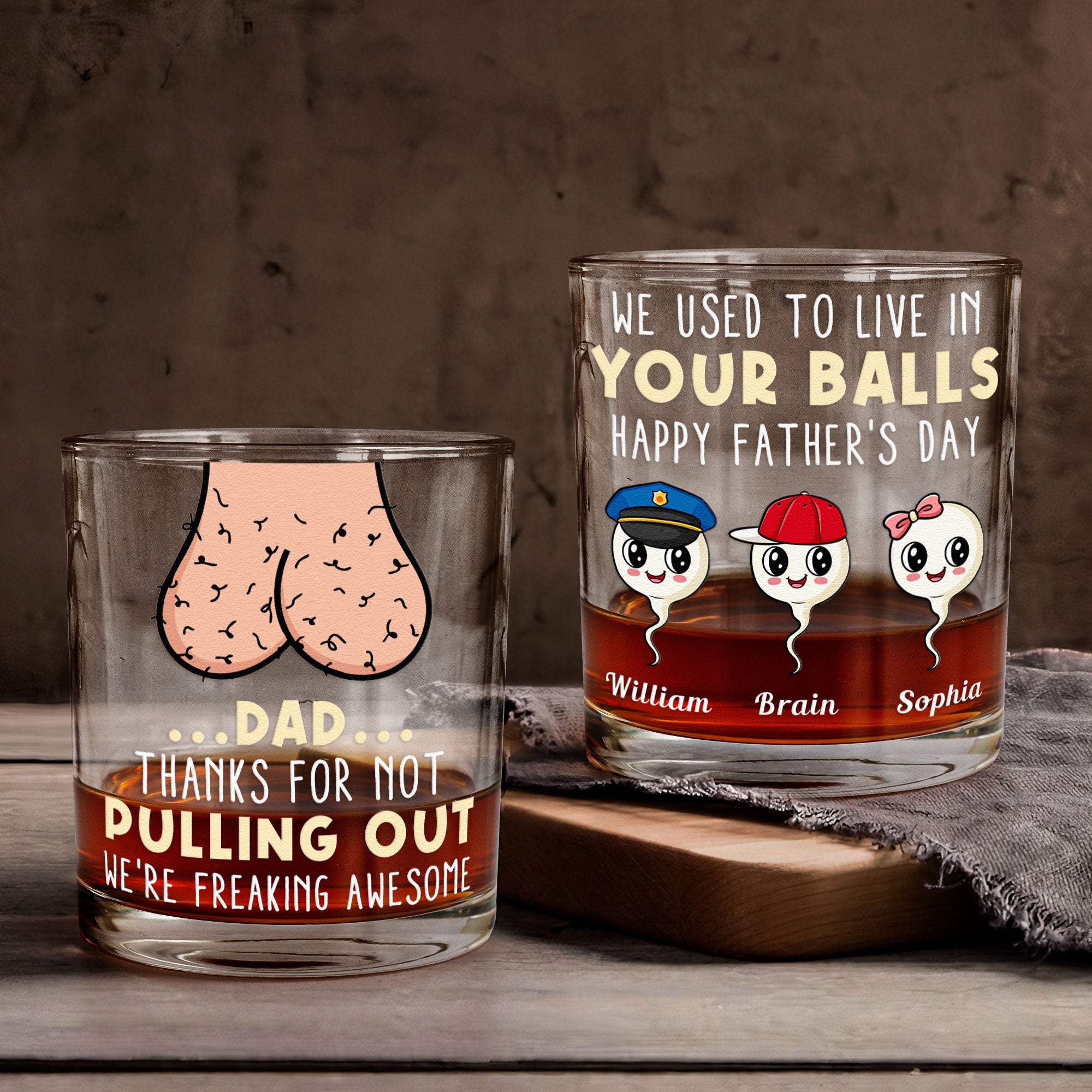 Dad...Thanks For Not Pulling Out - Personalized Whiskey Glass