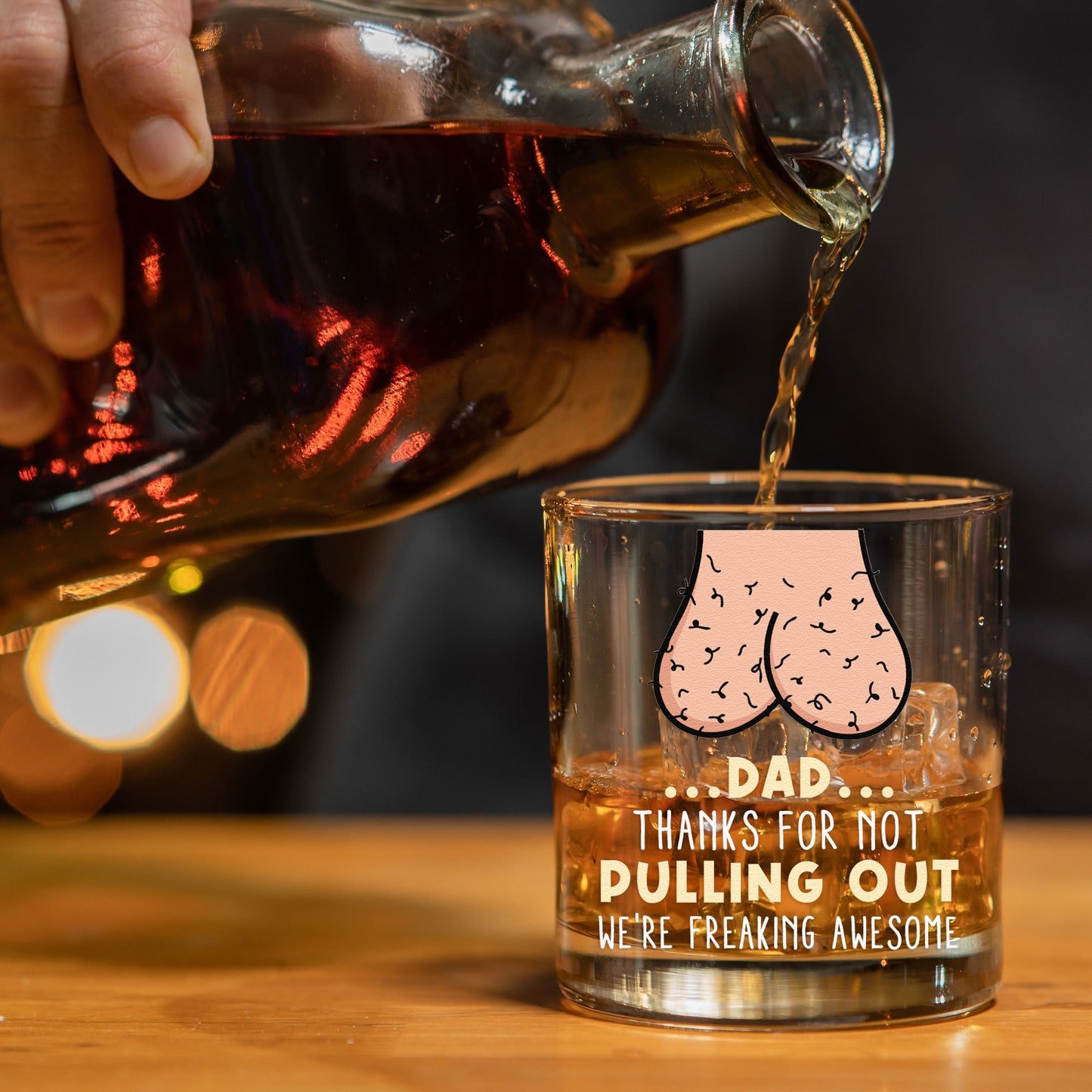 Dad...Thanks For Not Pulling Out - Personalized Whiskey Glass