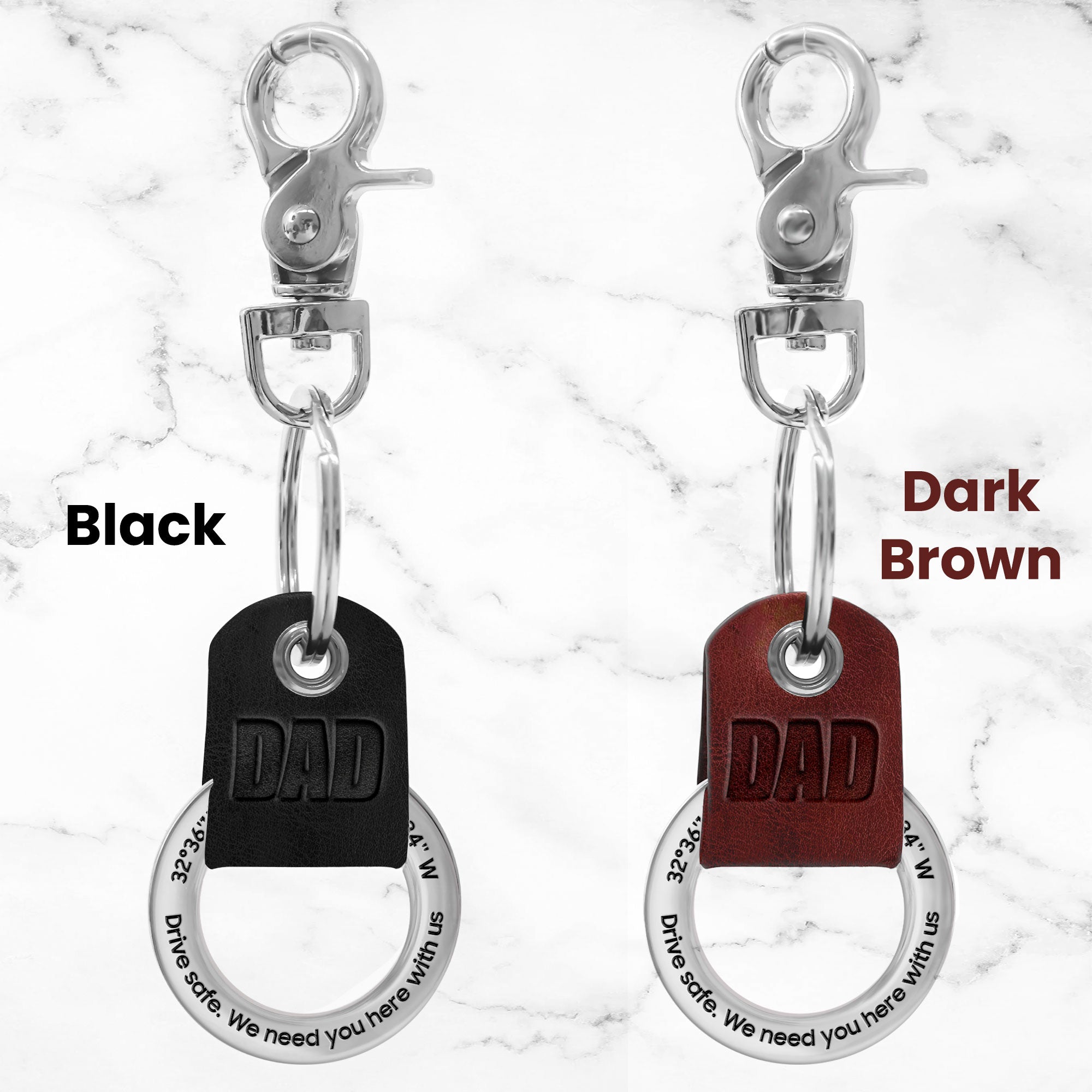 Dad, Drive Safe - Personalized Coordinates Keychain