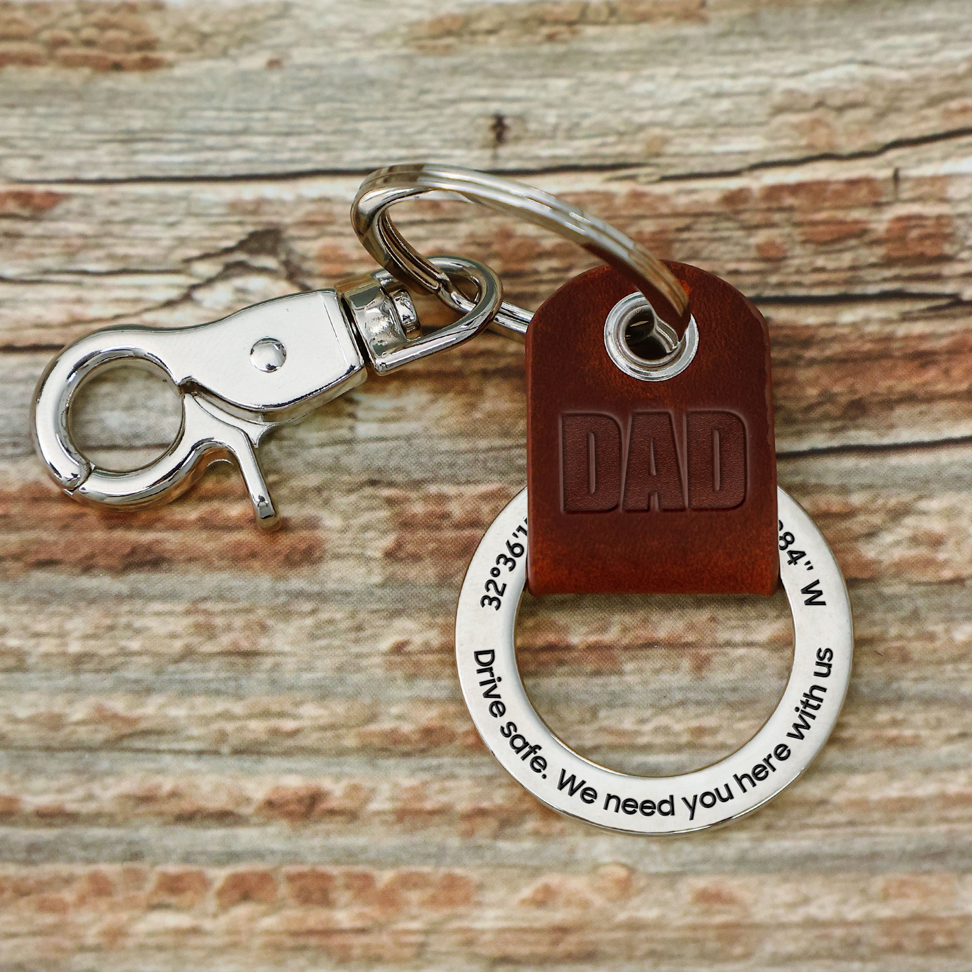 Dad, Drive Safe - Personalized Coordinates Keychain