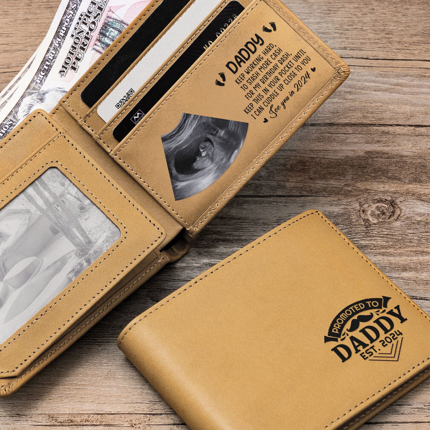 Dad, Keep Working Hard - Personalized Leather Wallet